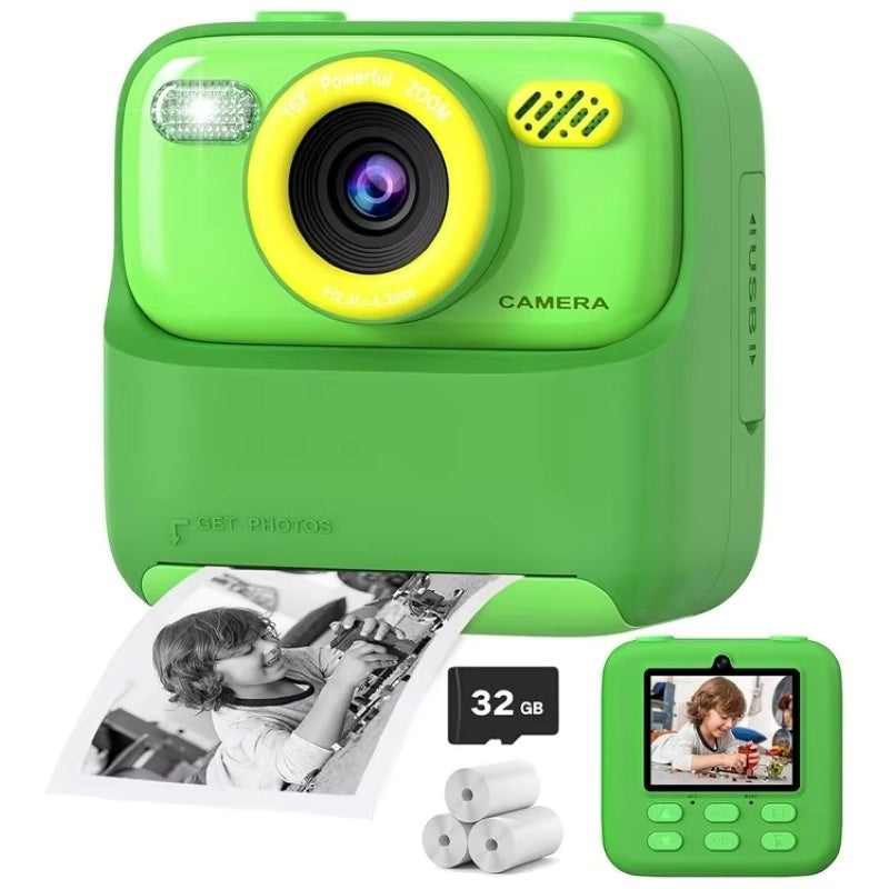 Instant Print Kids Digital Camera with 1080P HD Dual Lenses and 32GB SD Card