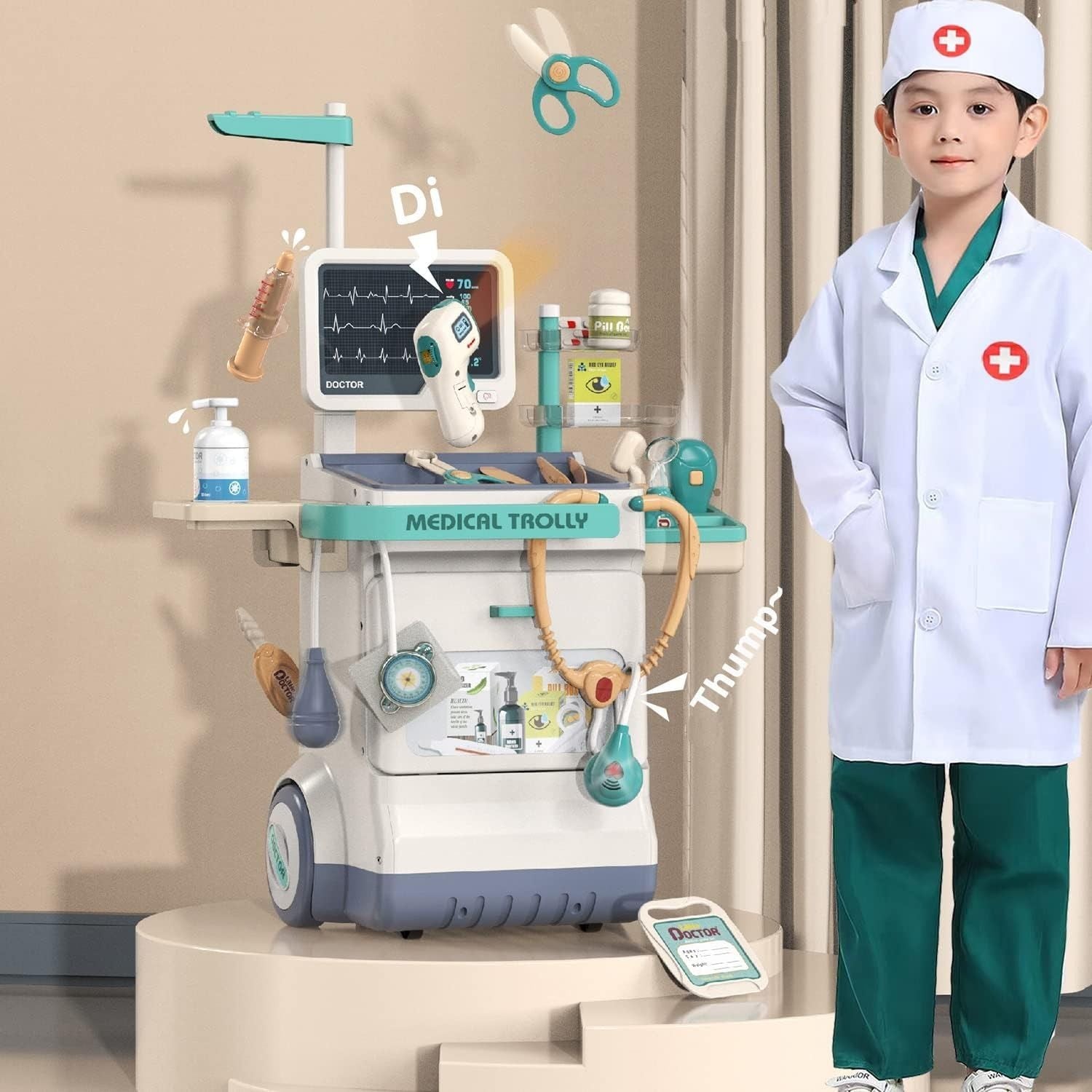 Fun Kids Doctor Kit with Medical Cart and Tools - Halri