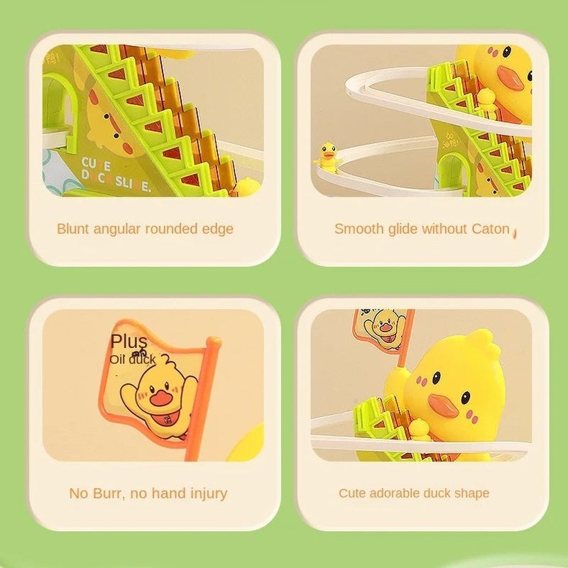 Interactive Duck Climbing Stairs Toy with Music, LED Lights & Educational, Safe for Kids 3+