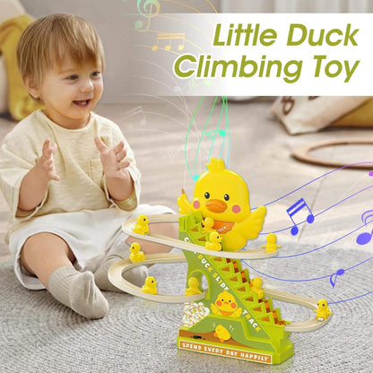 Interactive Duck Climbing Stairs Toy with Music, LED Lights & Educational, Safe for Kids 3+