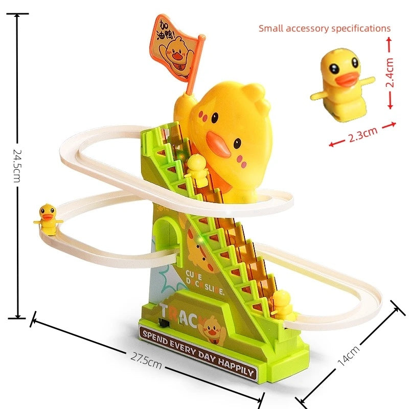 Interactive Duck Climbing Stairs Toy with Music, LED Lights & Educational, Safe for Kids 3+