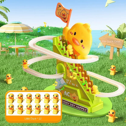 Interactive Duck Climbing Stairs Toy with Music, LED Lights & Educational, Safe for Kids 3+