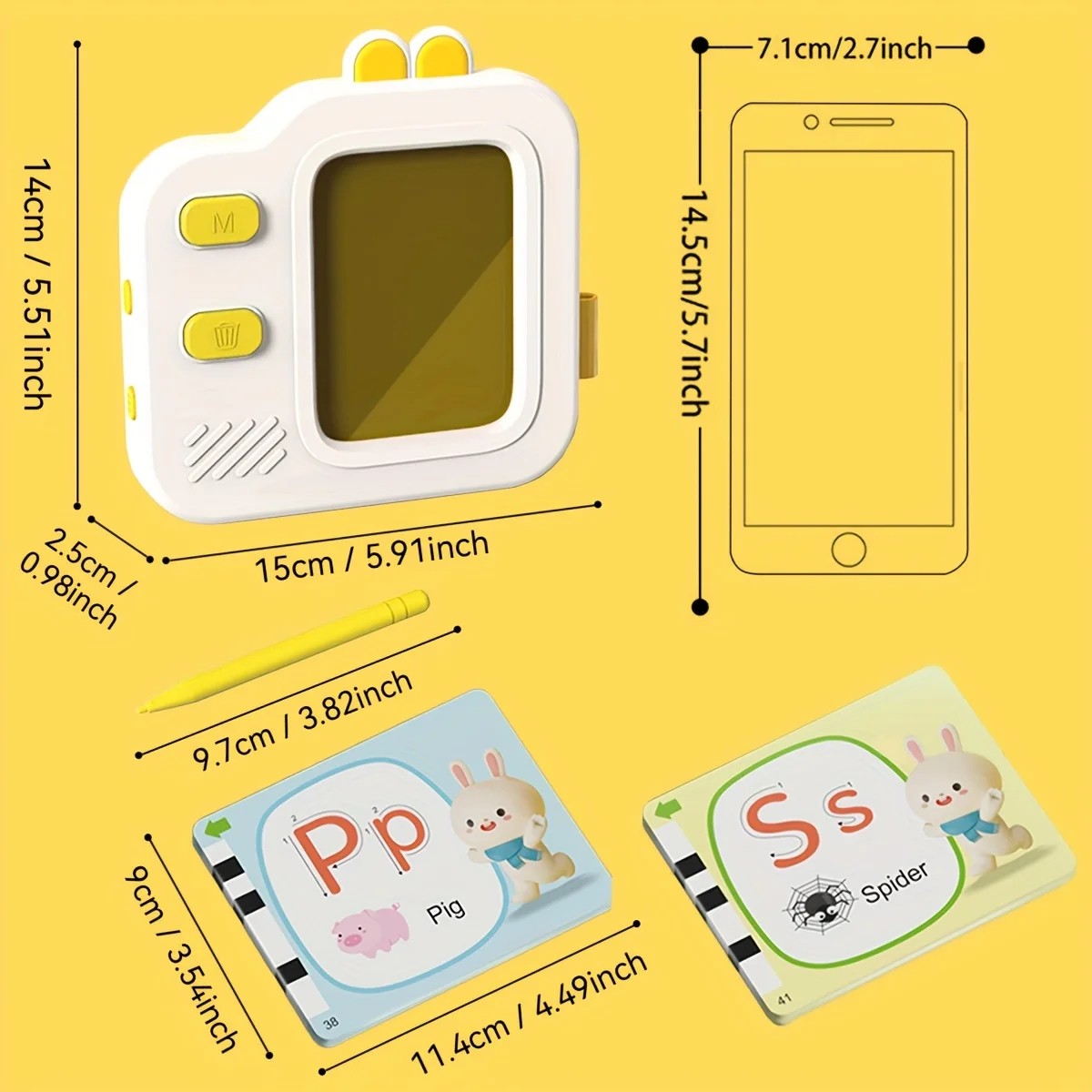 Interactive Flash Cards with Clear LCD Screen and Sound, 120 Double-Sided Cards, Safe for Ages 3+