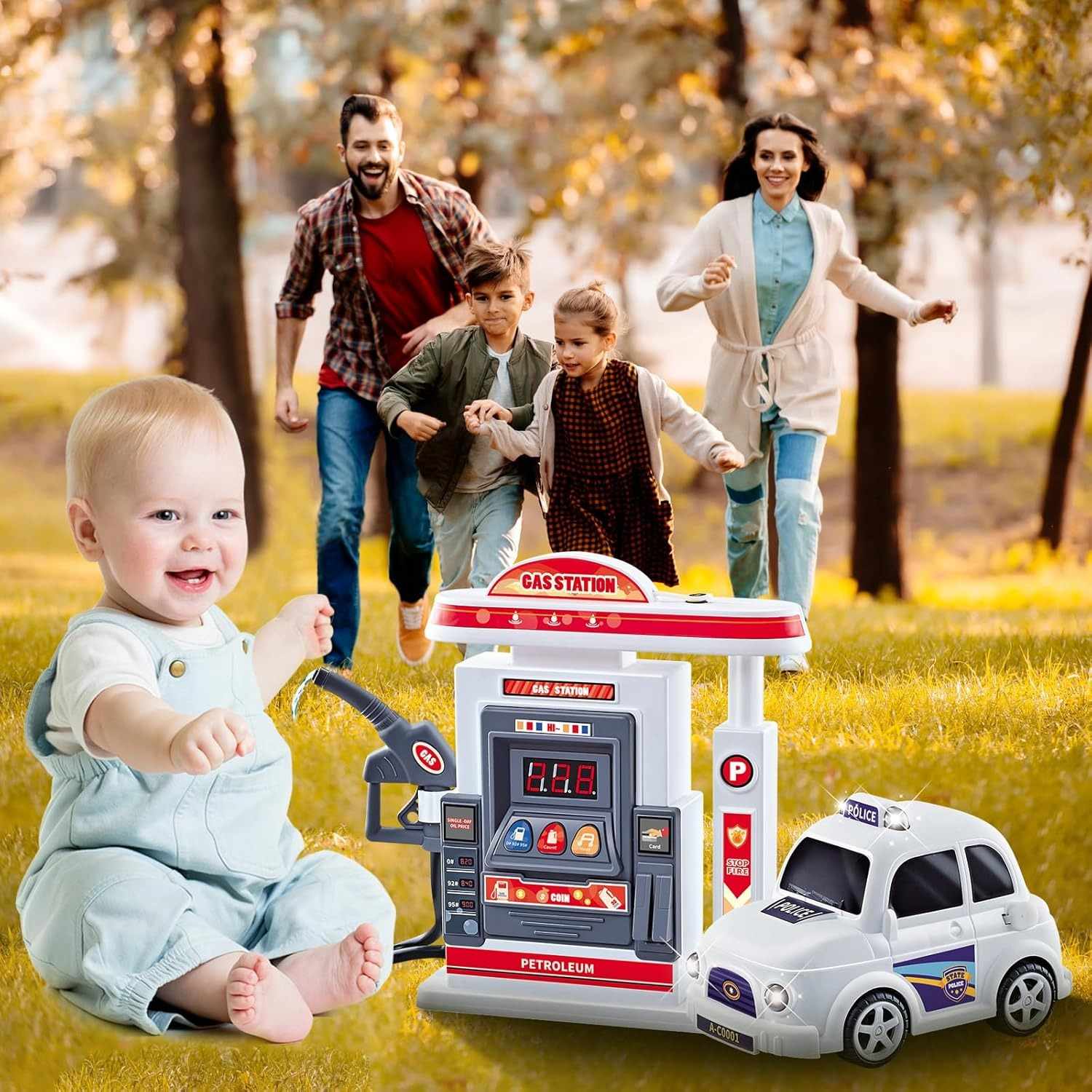 Fun Kids Play Gas Station with Flashing Lights - Halri
