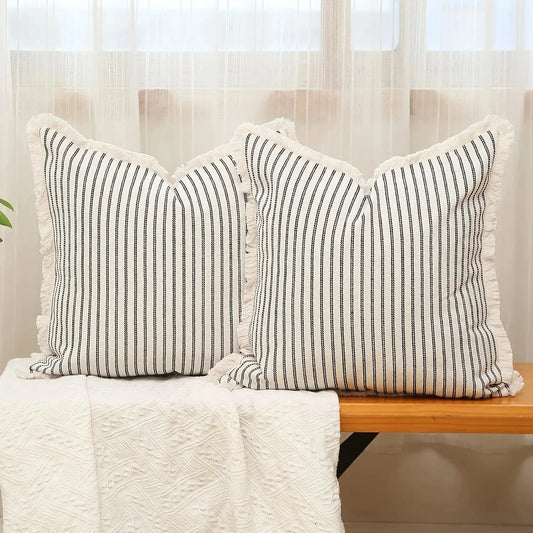 Beautiful Floral Pillow Covers with Ruffled Trim - Halri