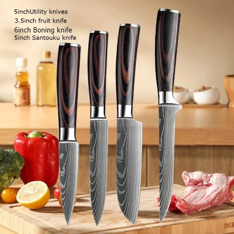 Premium Kitchen Knife Set, Sharp Stainless Steel Chef Knives