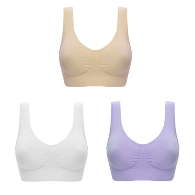 Comfortable 3pc Wireless Push Up Bra Set