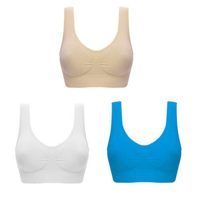 Comfortable 3pc Wireless Push Up Bra Set