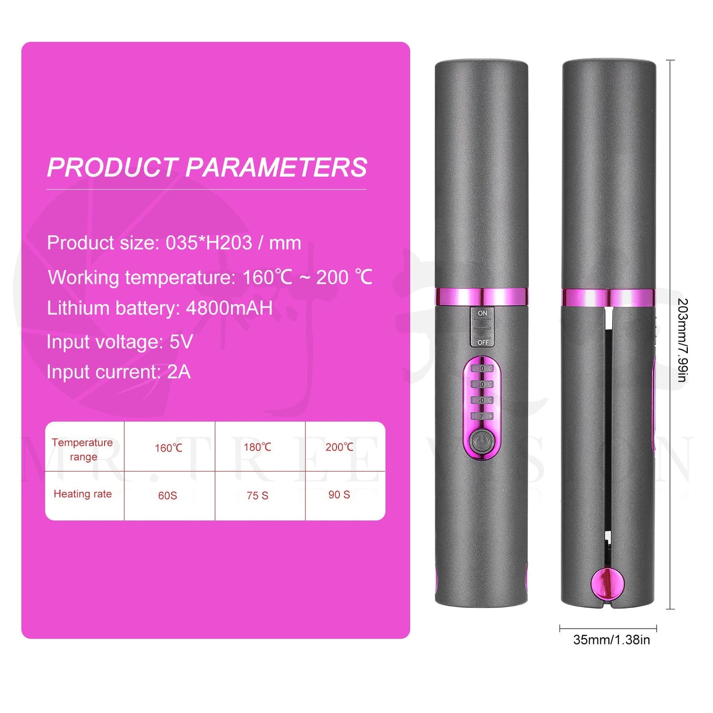 Portable Compact Wireless Travel Hair Straightener