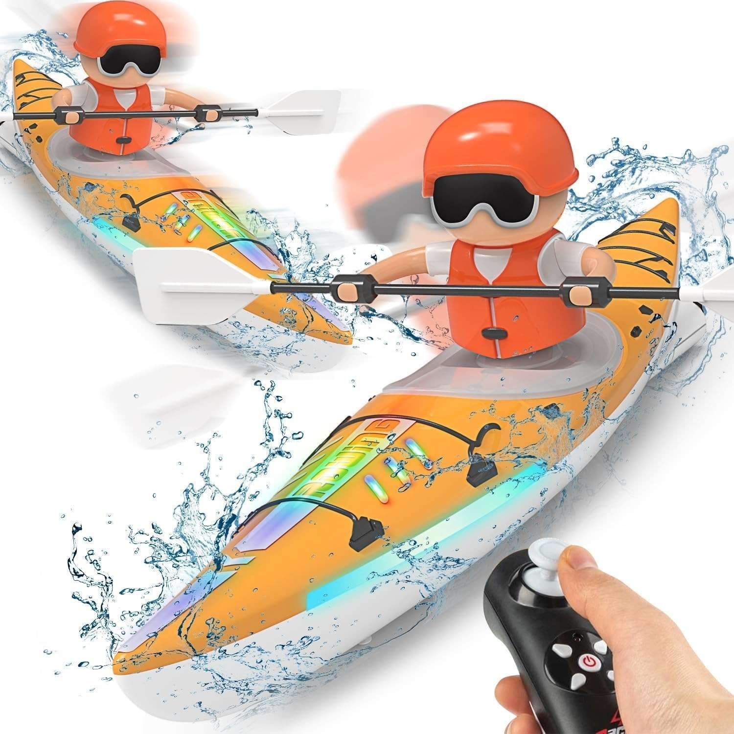 Fast RC Kayak Boat with Bright LED Lights and Stabilizer - Halri