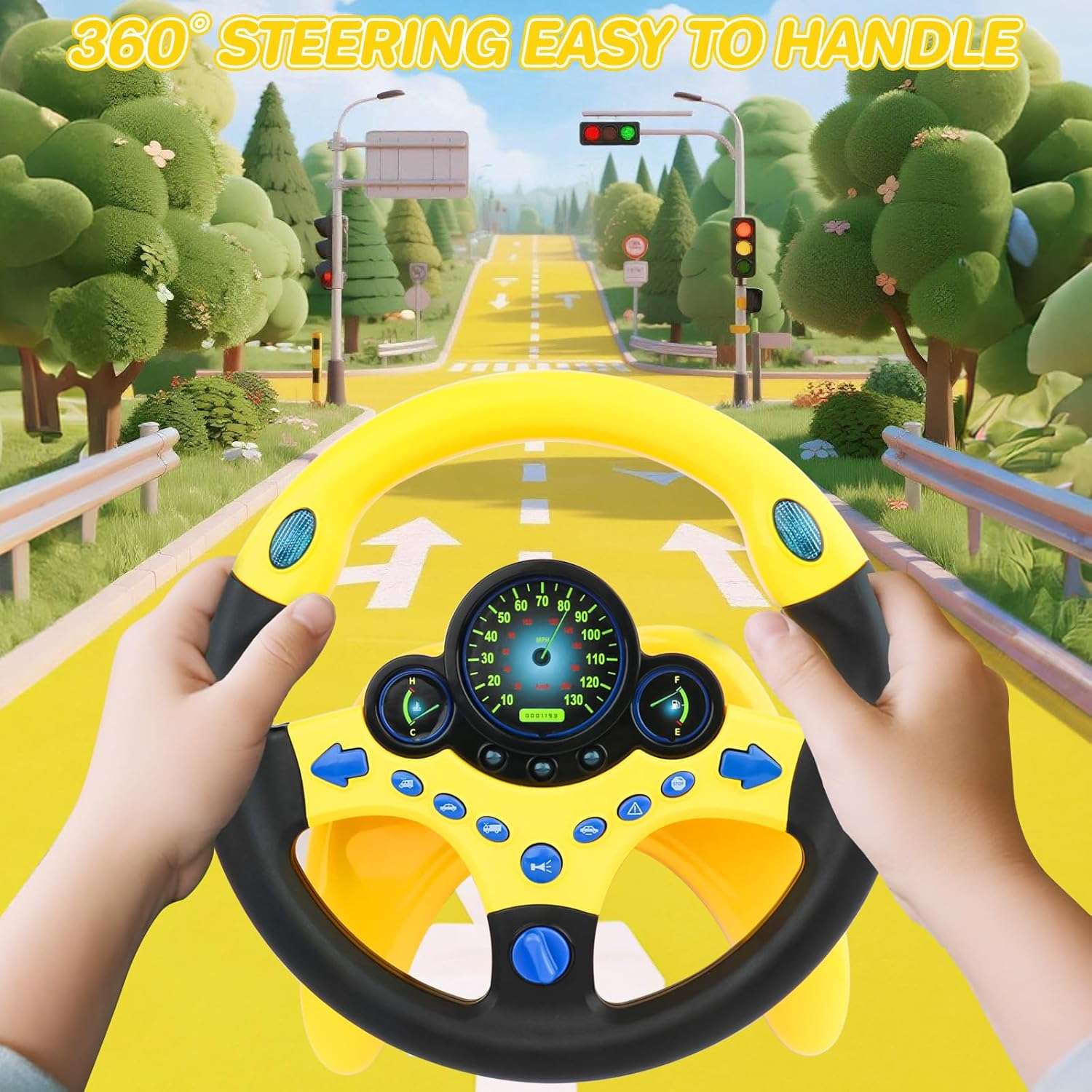 Kids Car Driving Simulated Toy with Light and Music Early Education Pretend Play Toys Steering Wheel Toy for Boys and Girls