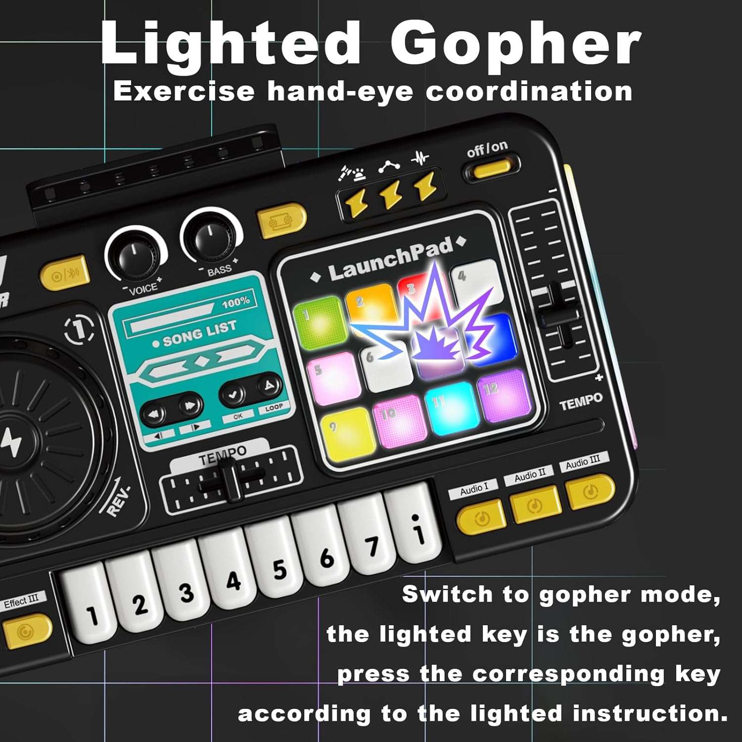 Kids DJ Mixer Music Toy with Microphone – Light-Up DJ Controller with Sound Effects and Bluetooth Function Safe For Ages 3+
