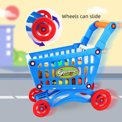 Kids Easy to Assemble Shopping Cart with Groceries, POS Machine, Plastic Money, Credit Cards and Shopping Cards