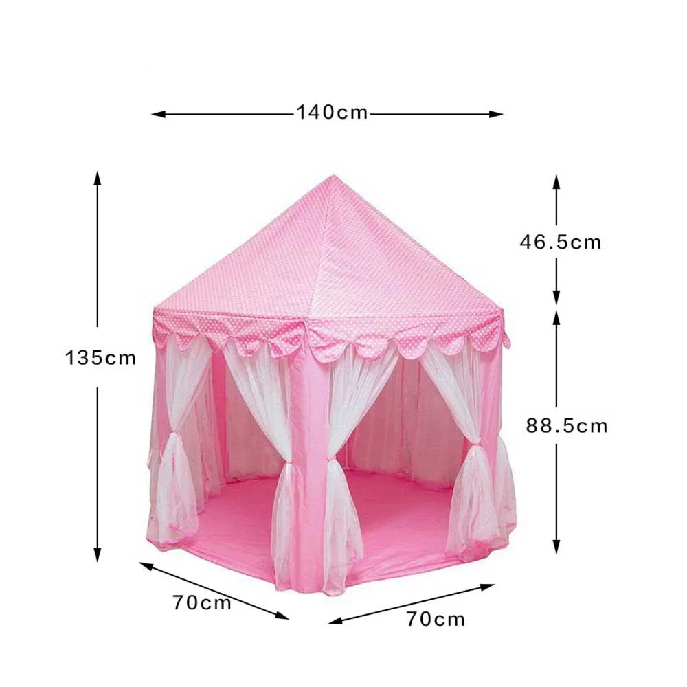 Kids Indoor & Outdoor Playhouse Tent with Foldable, Portable Design, LED Star String Lights and Breathable Mesh Curtains, Safe for Ages 3+