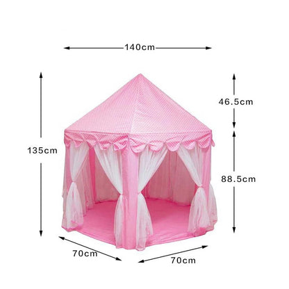 Kids Indoor & Outdoor Playhouse Tent with Foldable, Portable Design, LED Star String Lights and Breathable Mesh Curtains, Safe for Ages 3+