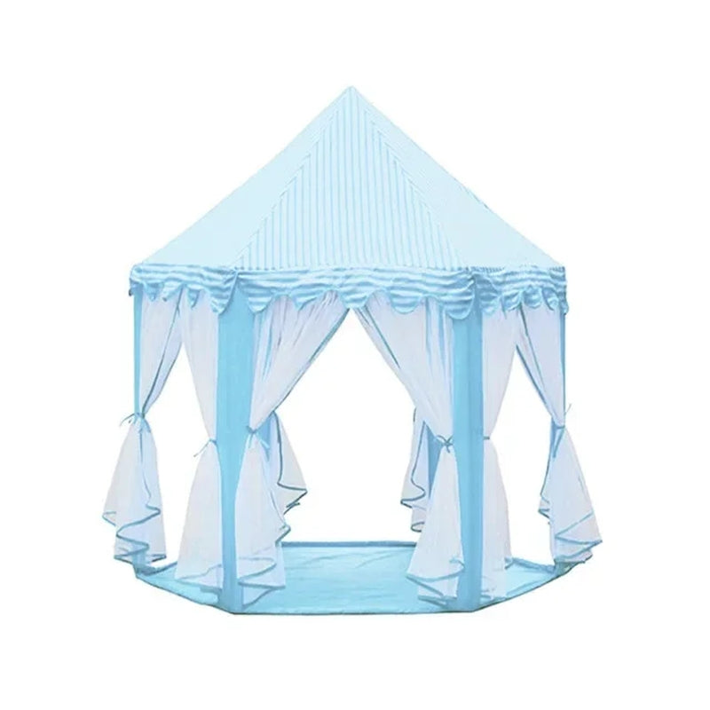 Kids Indoor & Outdoor Playhouse Tent with Foldable, Portable Design, LED Star String Lights and Breathable Mesh Curtains, Safe for Ages 3+