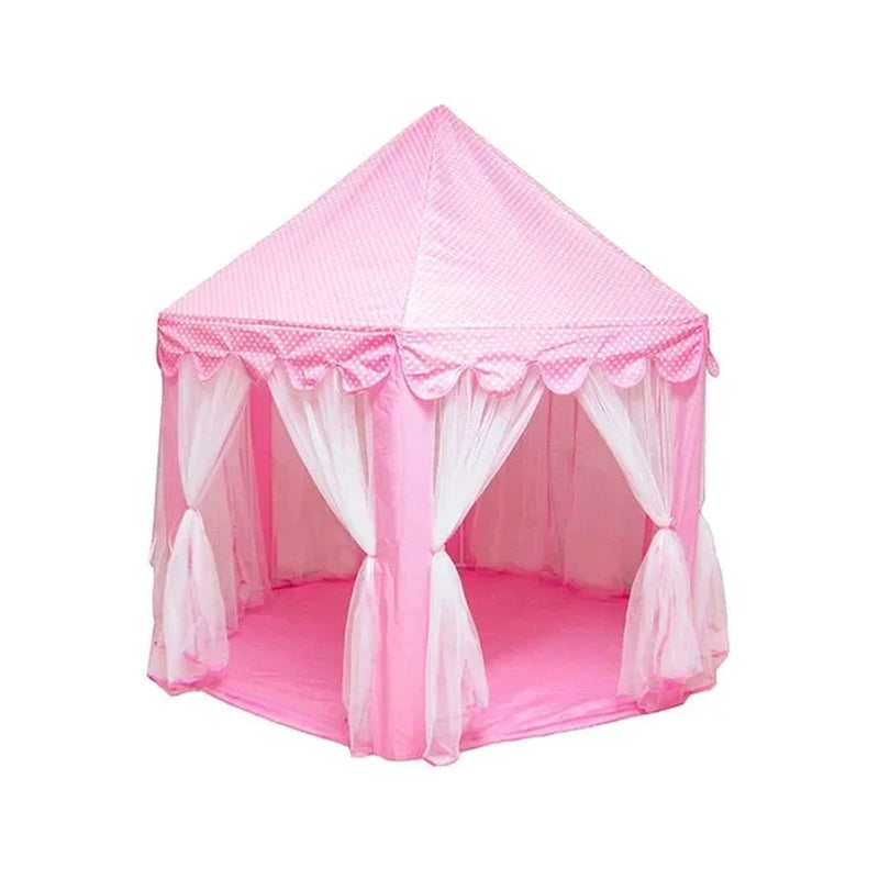 Kids Indoor & Outdoor Playhouse Tent with Foldable, Portable Design, LED Star String Lights and Breathable Mesh Curtains, Safe for Ages 3+