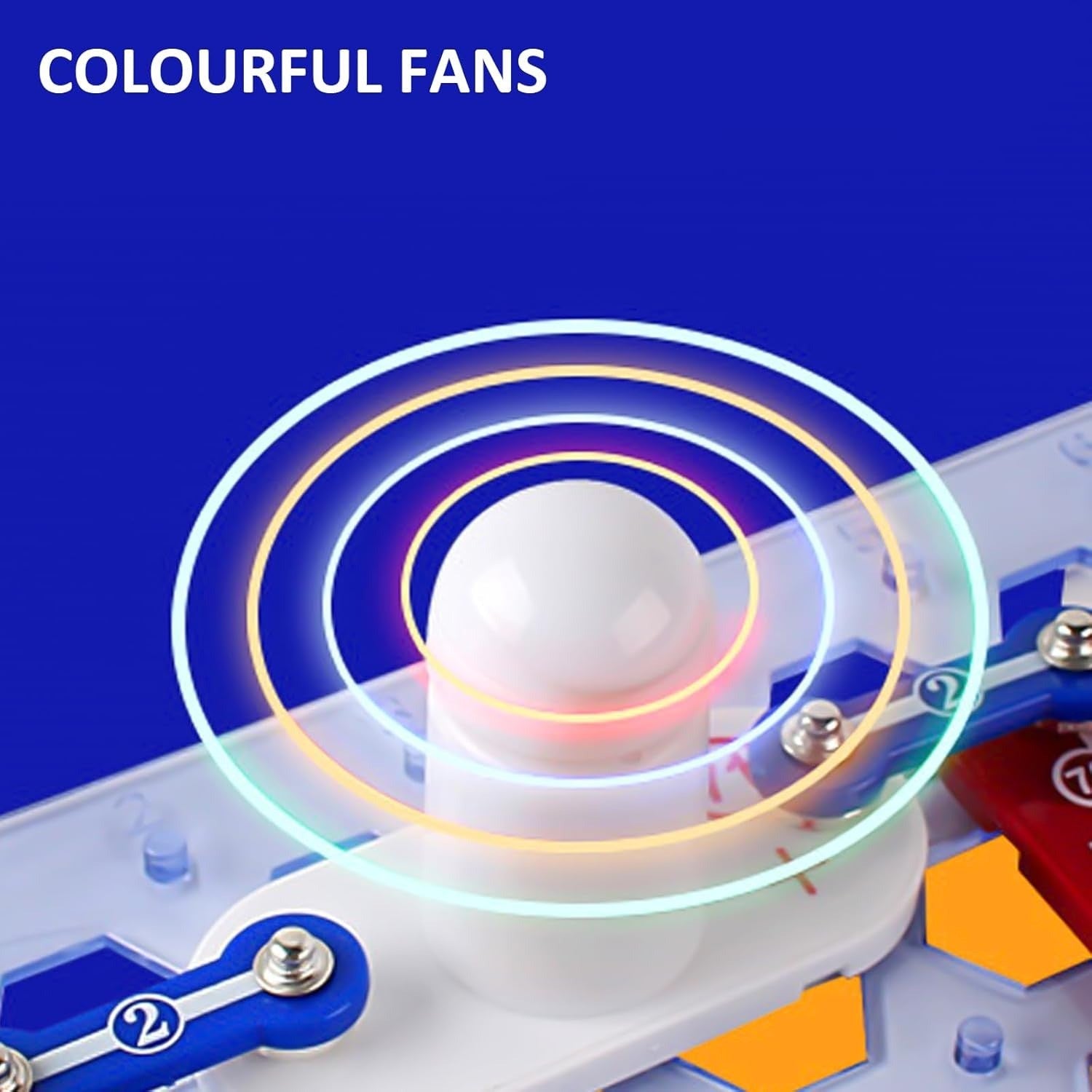 Kids' Interactive Electronic Building Set with Colorful Spinning Fan, Tilt Motion Sensor, Circuit Conduction Tester, Safe for Ages 8+