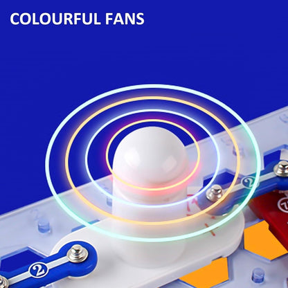 Kids' Interactive Electronic Building Set with Colorful Spinning Fan, Tilt Motion Sensor, Circuit Conduction Tester, Safe for Ages 8+