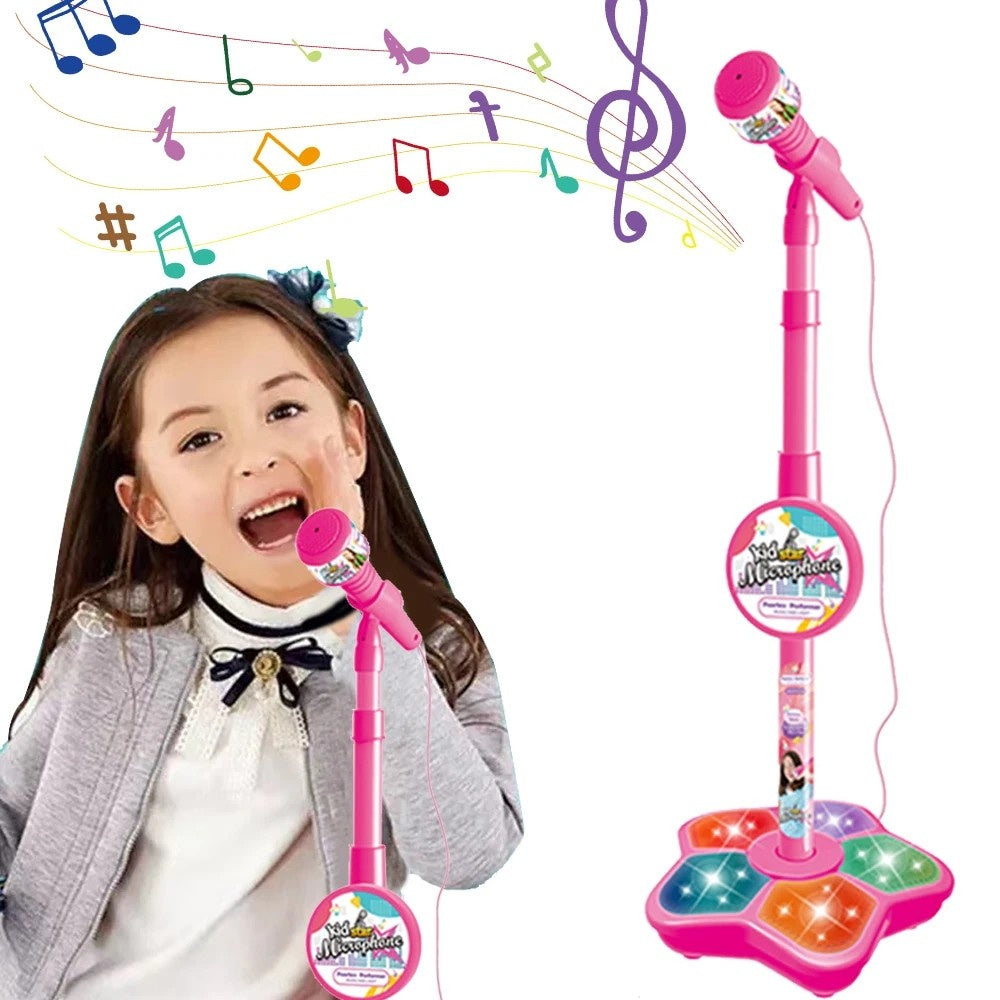 Fun Kids Microphone with Stand and Flashing Lights - Halri