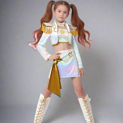 Shiny Kpop Girl Halloween Costume Hologram Dress