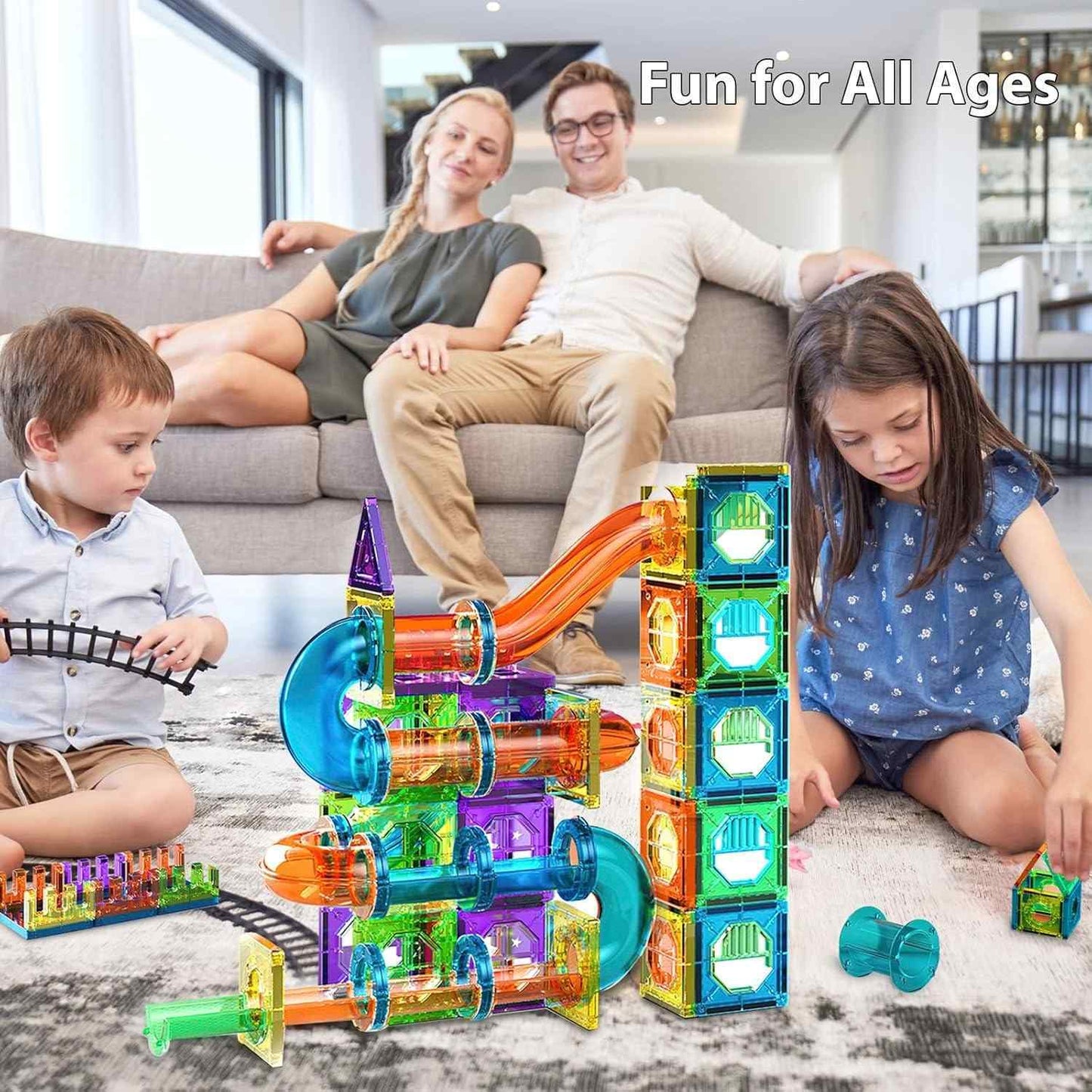 Kids Marble Run Creative Magnetic Toy 68 Pieces With 3D Building, Safe Plastic, Physics Learning Fun, Safe for Ages 3+
