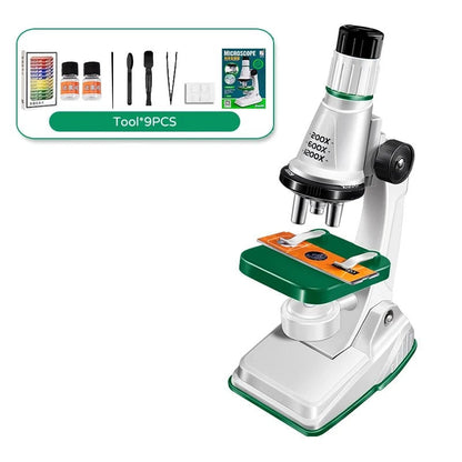 Kids Microscope, Portable Microscope Kit with LED Light and Mobile Phone Holder, Kids Beginner Educational Science Kit Toy for Kids Gift