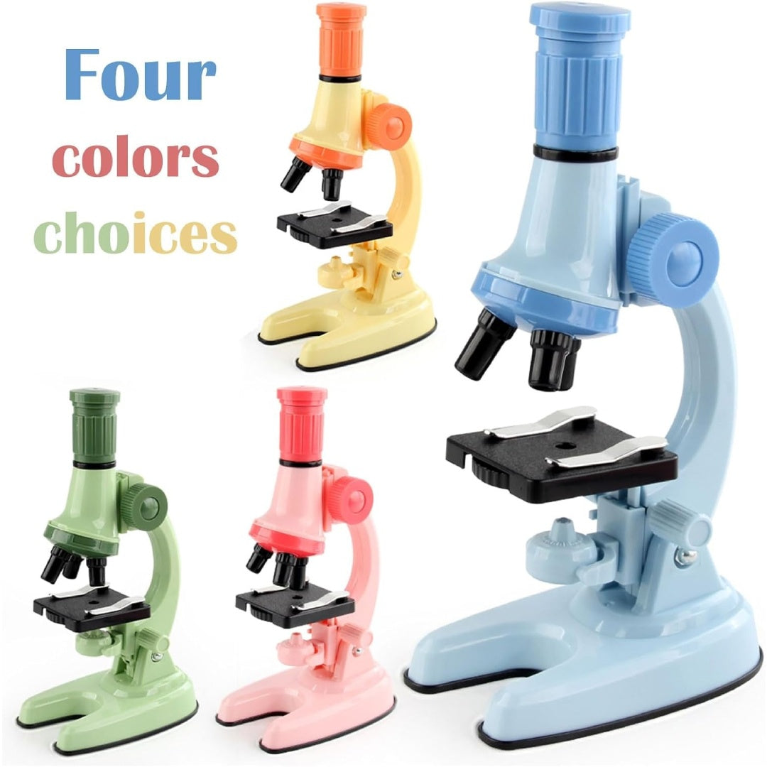 Kids Science Microscope Toy - Educational STEM Kit, Slides, Tools, Bright Colors, Little Explorers, Safe for Ages 3+