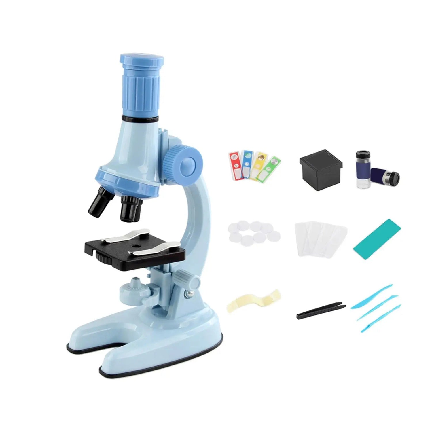 Kids Science Microscope Toy - Educational STEM Kit, Slides, Tools, Bright Colors, Little Explorers, Safe for Ages 3+
