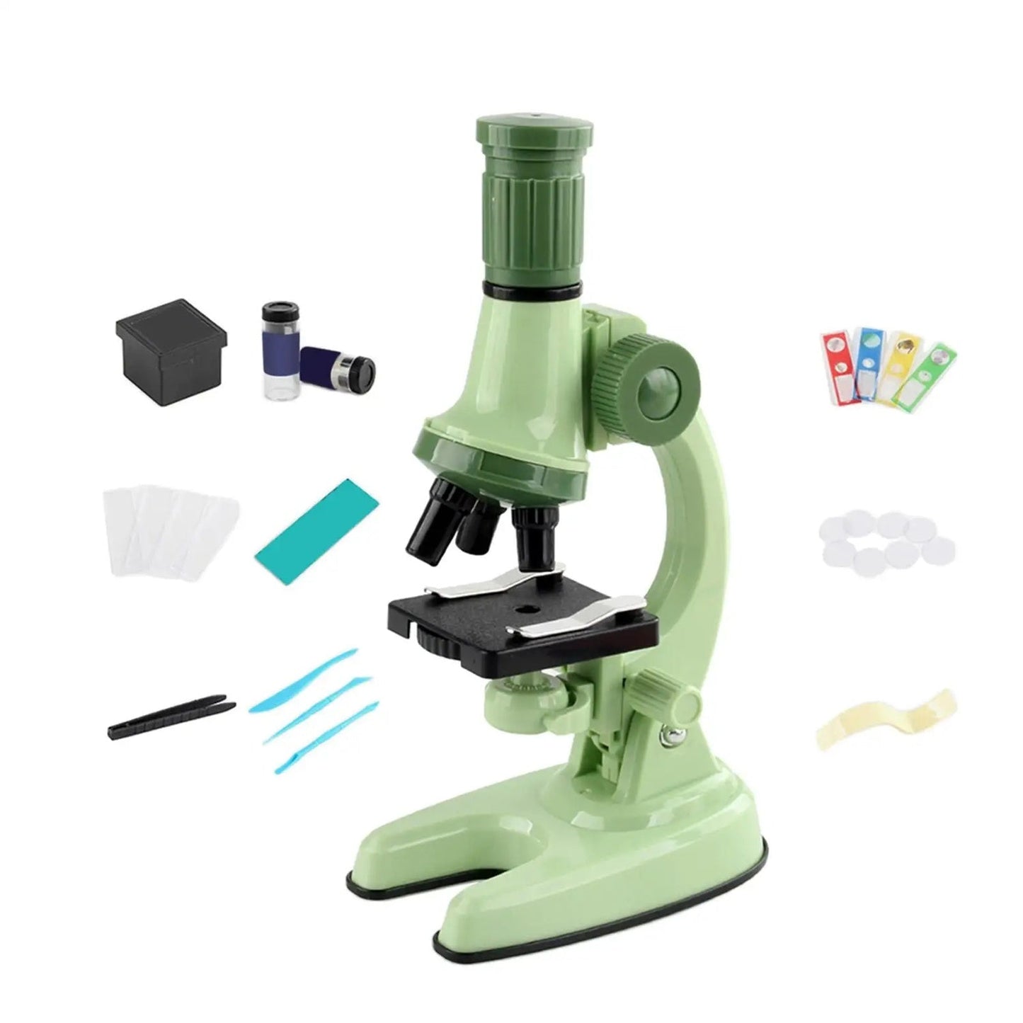 Kids Science Microscope Toy - Educational STEM Kit, Slides, Tools, Bright Colors, Little Explorers, Safe for Ages 3+