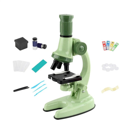 Kids Science Microscope Toy - Educational STEM Kit, Slides, Tools, Bright Colors, Little Explorers, Safe for Ages 3+