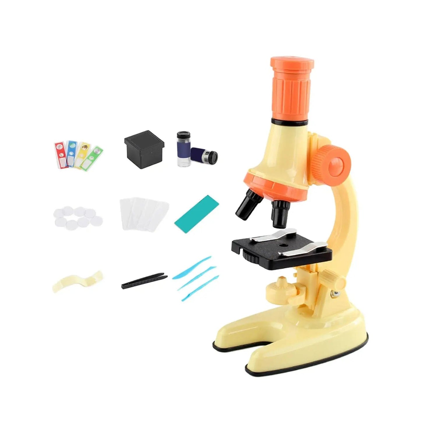 Kids Science Microscope Toy - Educational STEM Kit, Slides, Tools, Bright Colors, Little Explorers, Safe for Ages 3+