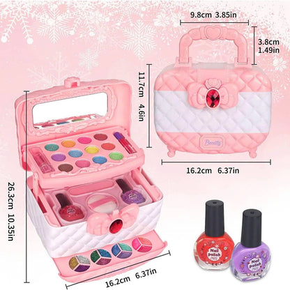 Kids Washable Makeup Beauty Kit with Cosmetic Case, Compact and Easy to Carry, Safe for Ages 3+