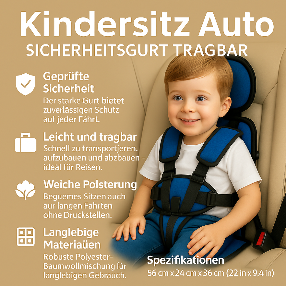 Portable Kids Booster Car Seat Adjustable Travel