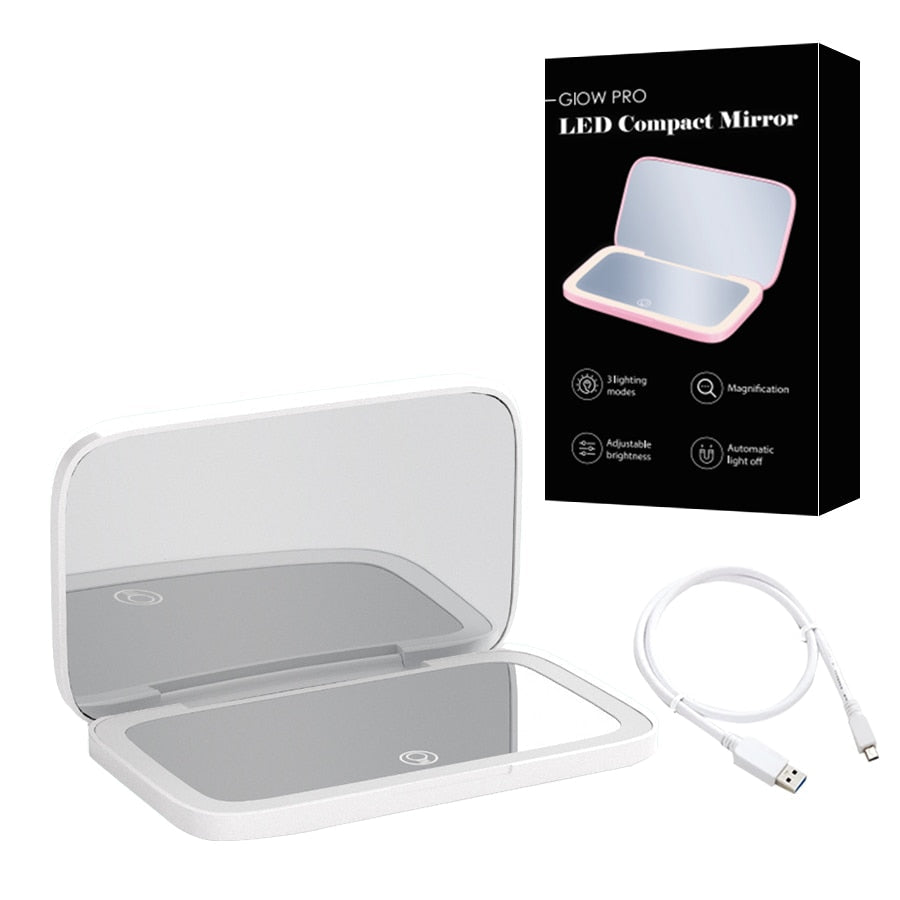 Portable LED Vanity Mirror with 1X and 10X Magnification