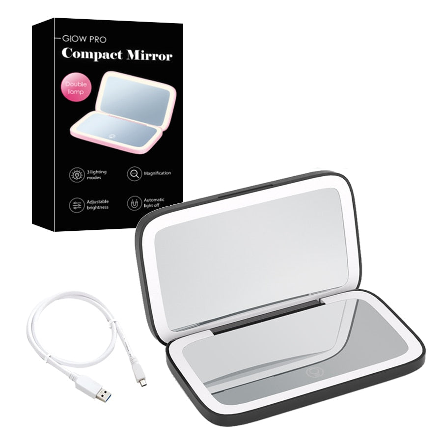 Portable LED Vanity Mirror with 1X and 10X Magnification