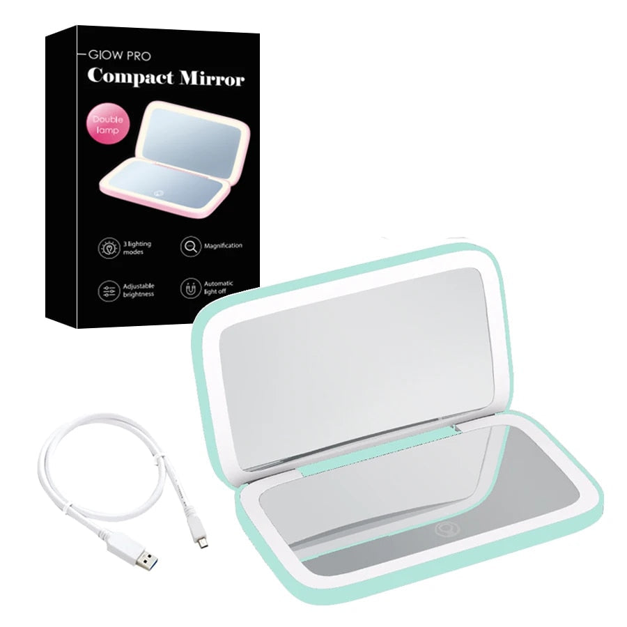 Portable LED Vanity Mirror with 1X and 10X Magnification