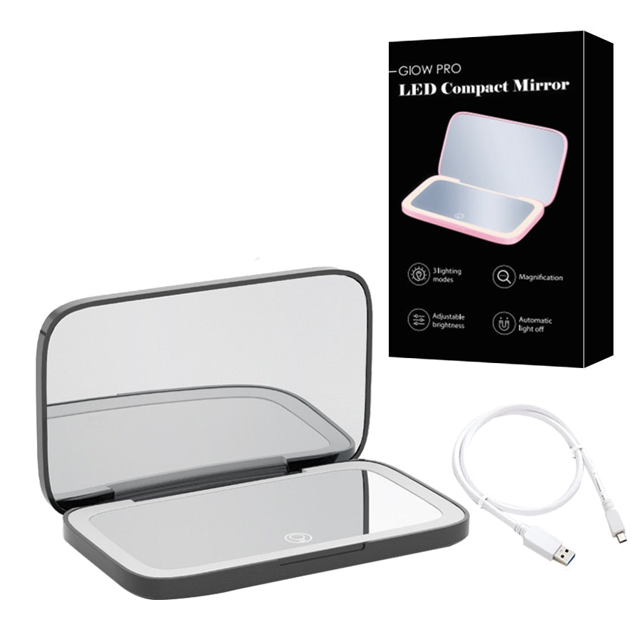 Portable LED Vanity Mirror with 1X and 10X Magnification