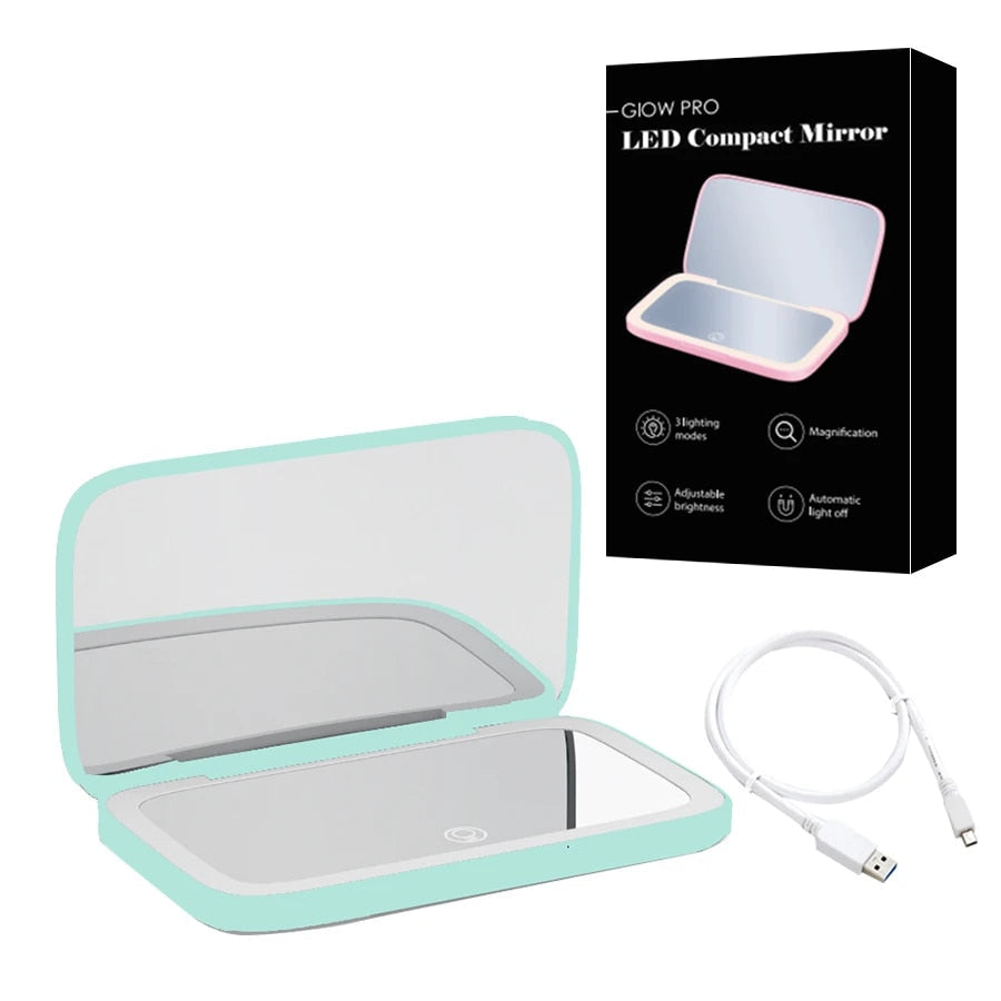 Portable LED Vanity Mirror with 1X and 10X Magnification