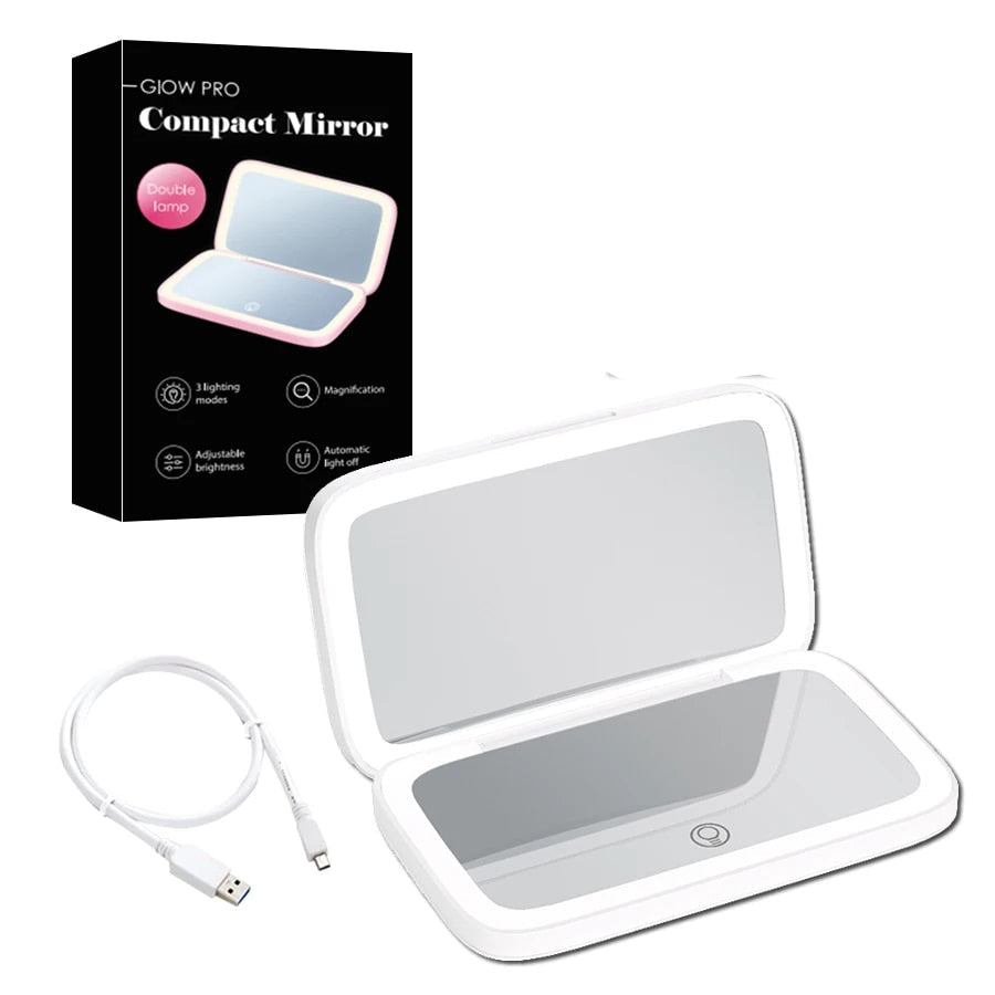 Portable LED Vanity Mirror with 1X and 10X Magnification