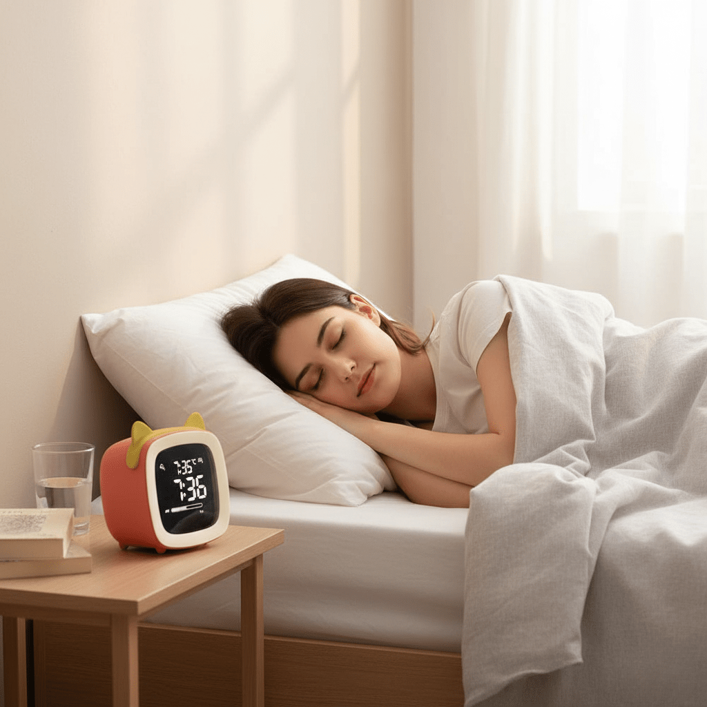 LED Children's Alarm Clock with Night Light – Gentle Wake-Up, Playful Star and Rabbit Design, Energy Efficient 1
