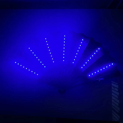Blue LED glove on a dark background