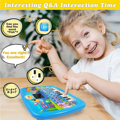 LED Interactive Learning Tablet for Kids Aged 1-6, Alphabet, Numbers, Music & Animal Piano Keys