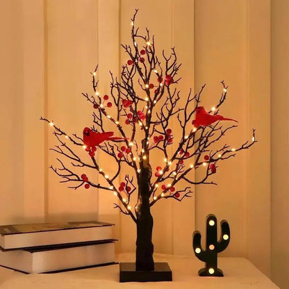 Warm White LED Christmas Tree with Red Birds Decoration - Halri