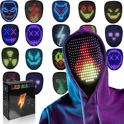 LED Mask with Gesture Control – Light-Up Mask for Kids with 50 Dynamic & Static Face Patterns, Built-in Rechargeable Battery