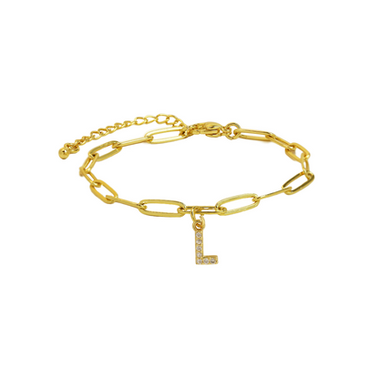 Delicate Initial Paperclip Charm Bracelet
