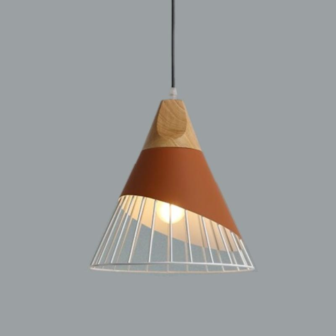 Rustic Wooden Metal Pendant Lamp - Halri