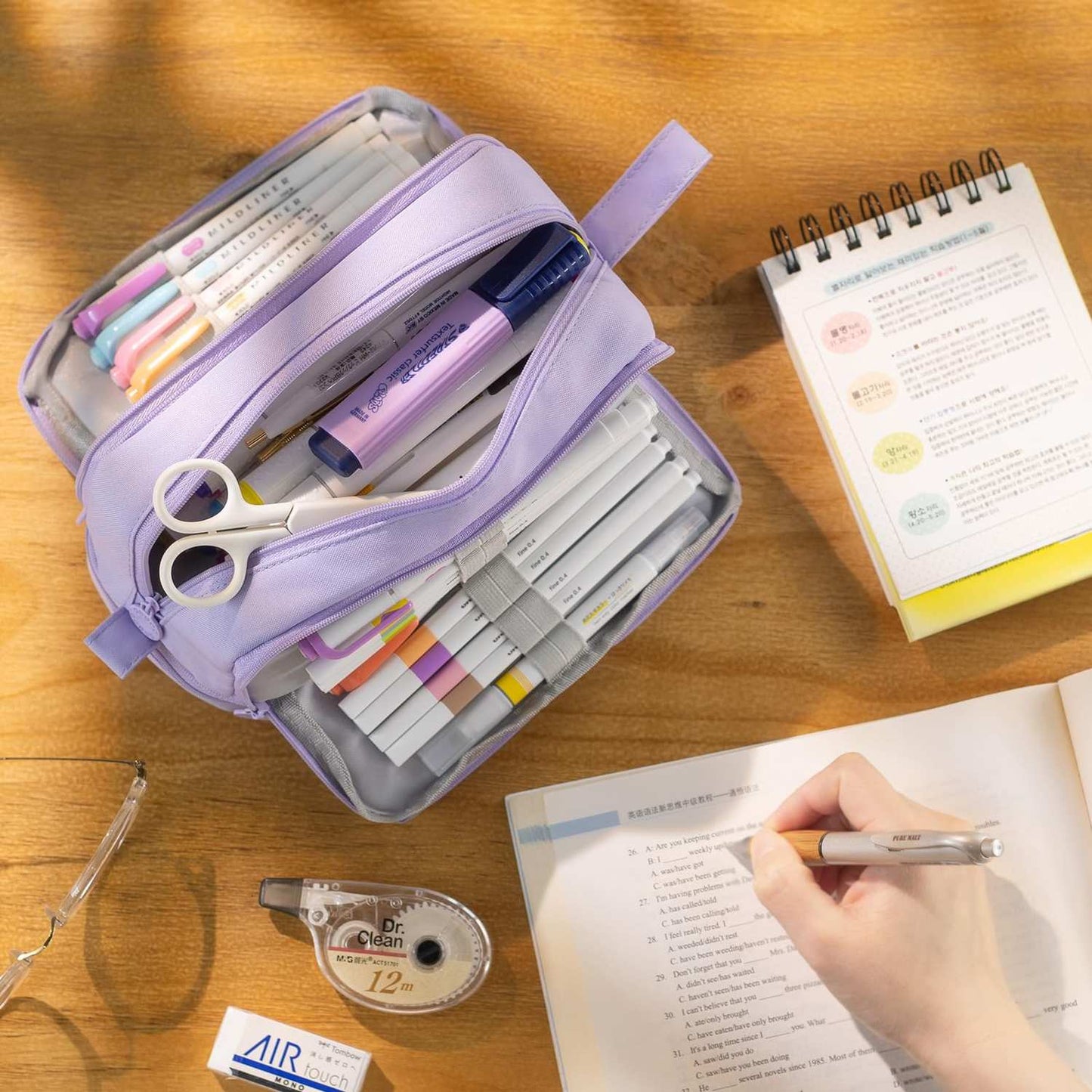 Big Storage Pencil Box 4 Pocket Pen Holder - Halri