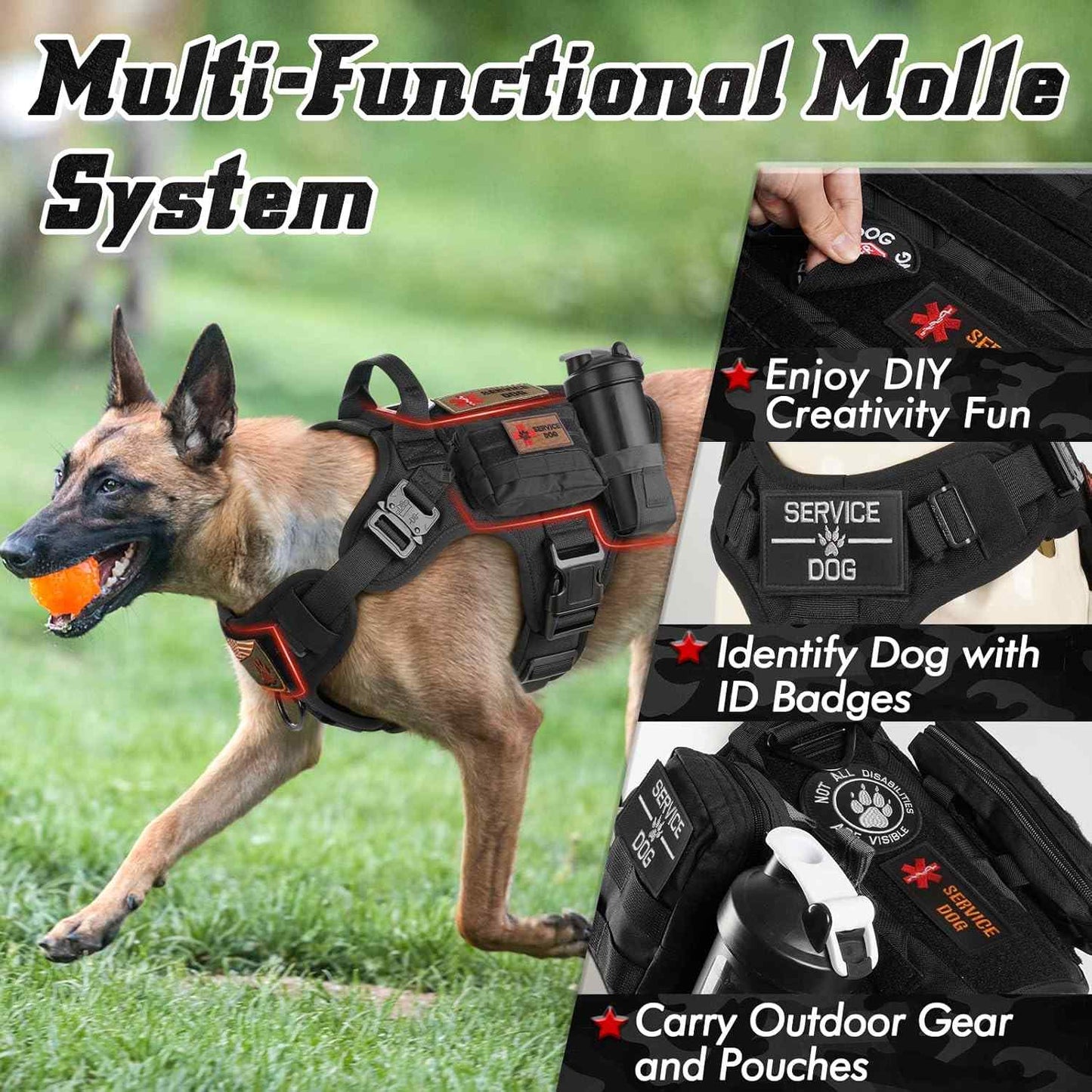 Large Dog Harness and Leash Set – No-Pull Training Vest with Collar, Made from Military-Standard 1050D Nylon