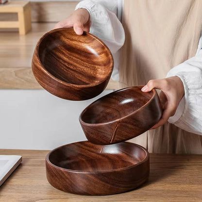 Big Wooden Serving Bowl - Elegant Polished Fruit Salad Dish - Halri